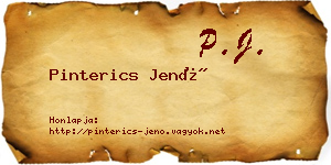 Pinterics Jenő névjegykártya